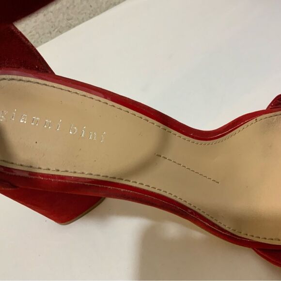 Gianni Bini Red Suede Ankle Strap Heel Sandals Size 10 - Picture 3 of 9